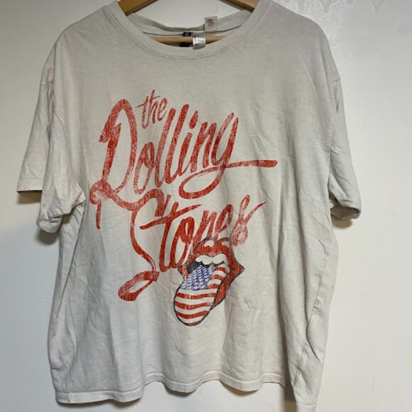 H&M Divided The Rolling Stones US Flag Tongue Graphic T-Shirt Size L - Picture 2 of 7